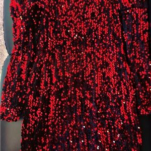 Red and Black Sequin Dress